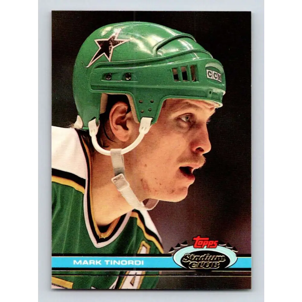 1991-92 Topps Stadium Club #392 Mark Tinordi NM-MT Minnesota North Stars Hockey Card Image 1