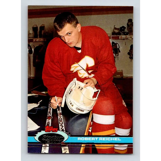 1991-92 Topps Stadium Club #393 Robert Reichel NM-MT Calgary Flames Hockey Card Image 1