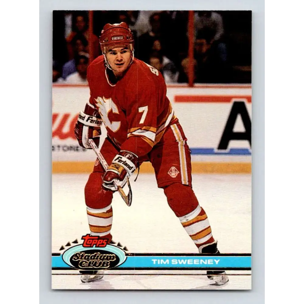 1991-92 Topps Stadium Club #394 Tim Sweeney NM-MT Calgary Flames Hockey Card Image 1