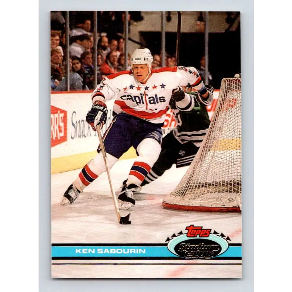 1991-92 Topps Stadium Club #396 Ken Sabourin NM-MT Washington Capitals Hockey Card Image 1