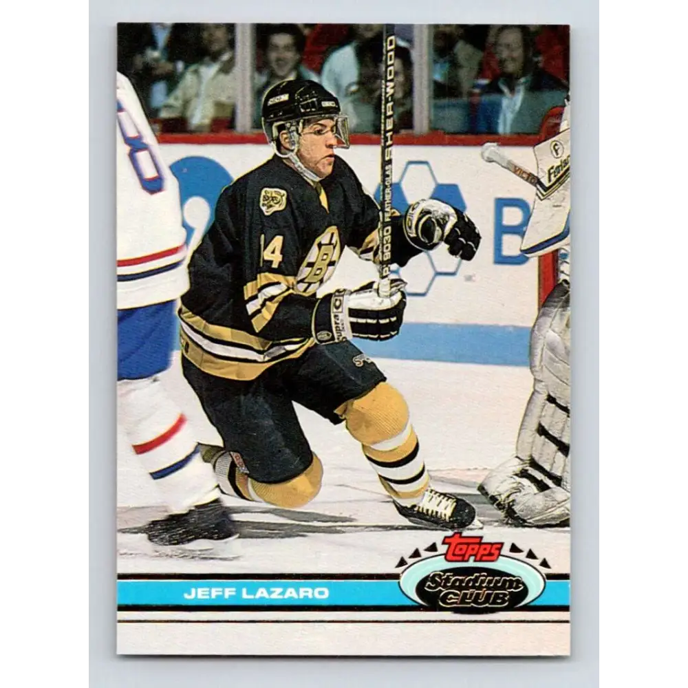 1991-92 Topps Stadium Club #397 Jeff Lazaro NM-MT Boston Bruins Hockey Card Image 1