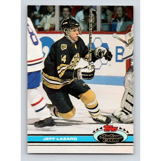 1991-92 Topps Stadium Club #397 Jeff Lazaro NM-MT Boston Bruins Hockey Card Image 1