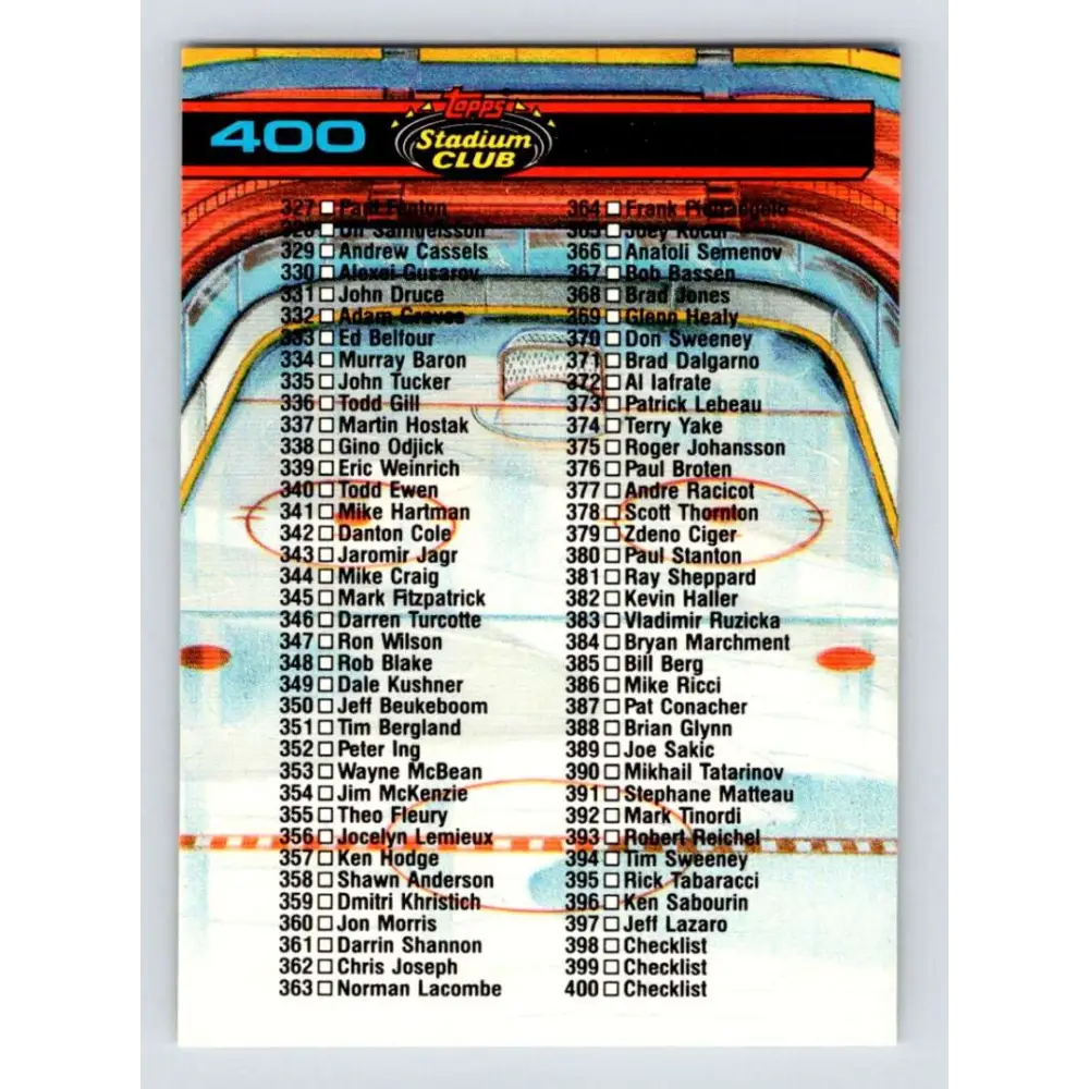 1991-92 Topps Stadium Club #400 Checklist 267-400 NM-MT Hockey Card Image 2