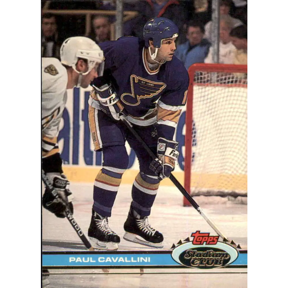 1991-92 Topps Stadium Club #48 Paul Cavallini NM-MT St. Louis Blues Hockey Card Image 1