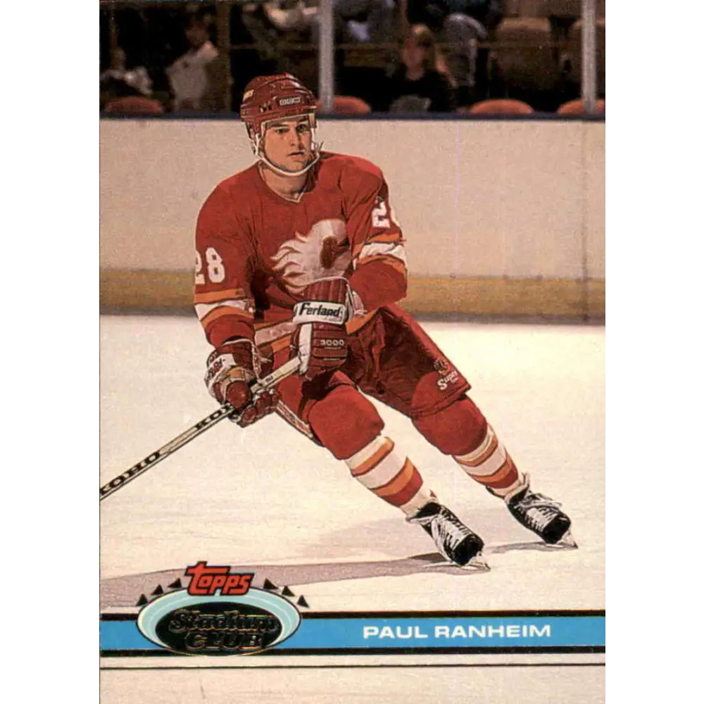 1991-92 Topps Stadium Club #50 Paul Ranheim NM-MT Calgary Flames Hockey Card Image 1