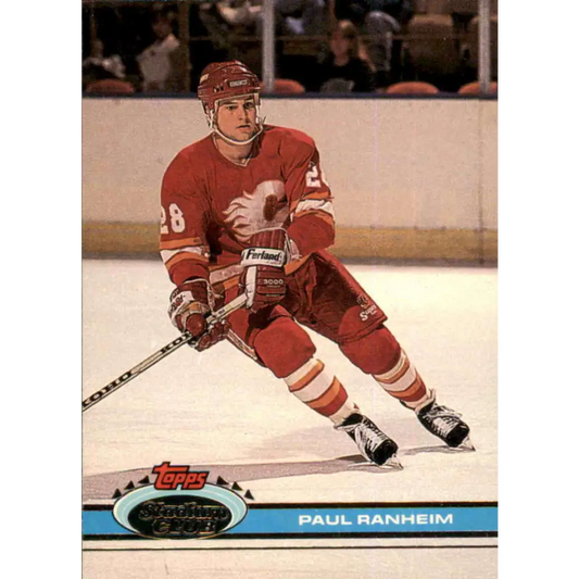 1991-92 Topps Stadium Club #50 Paul Ranheim NM-MT Calgary Flames Hockey Card Image 1