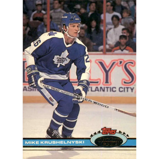 1991-92 Topps Stadium Club #54 Mike Krushelnyski NM-MT Toronto Maple Leafs Hockey Card Image 1