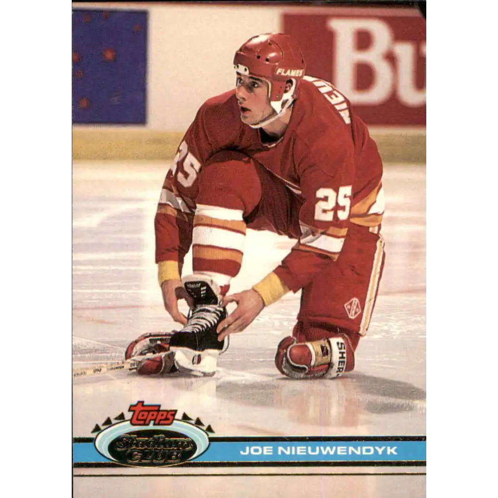 1991-92 Topps Stadium Club #60 Joe Nieuwendyk NM-MT Calgary Flames Hockey Card Image 1