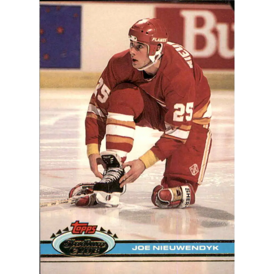 1991-92 Topps Stadium Club #60 Joe Nieuwendyk NM-MT Calgary Flames Hockey Card Image 1