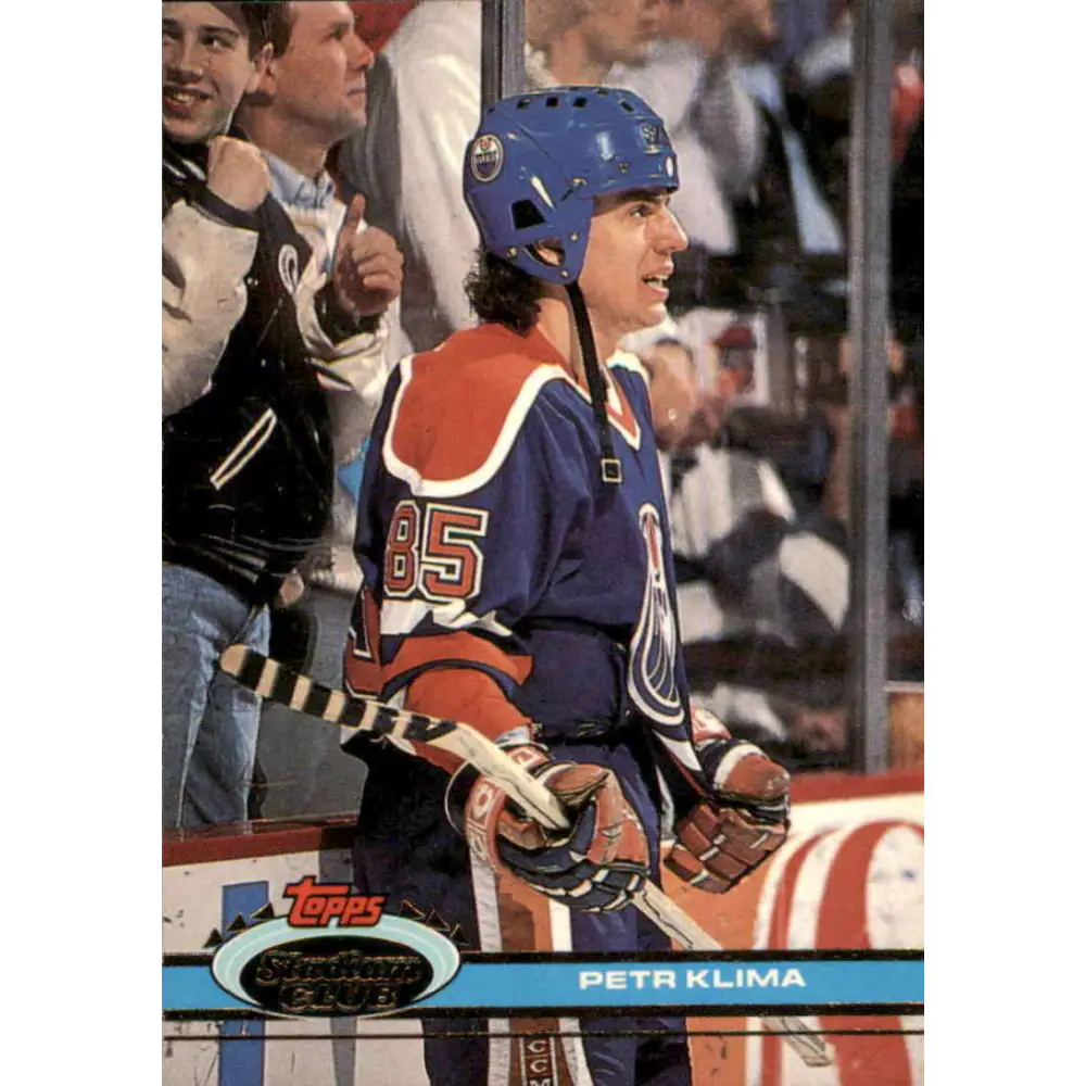 1991-92 Topps Stadium Club #61 Petr Klima NM-MT Edmonton Oilers Hockey Card Image 1