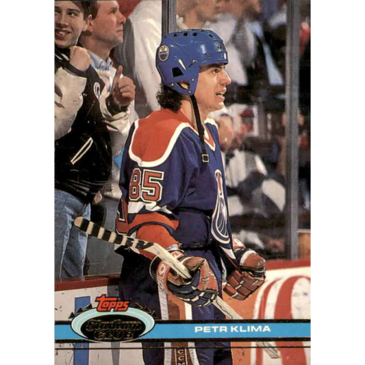 1991-92 Topps Stadium Club #61 Petr Klima NM-MT Edmonton Oilers Hockey Card Image 1