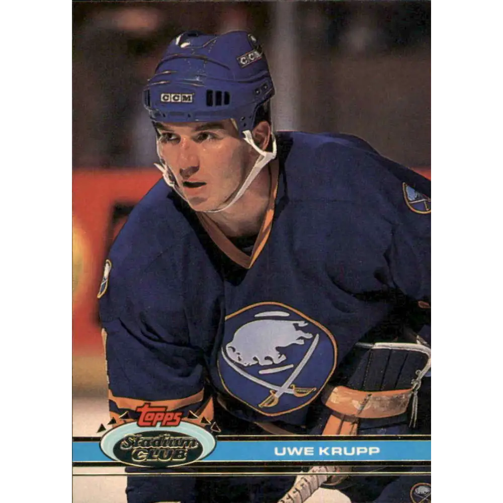 1991-92 Topps Stadium Club #62 Uwe Krupp NM-MT Buffalo Sabres Hockey Card Image 1