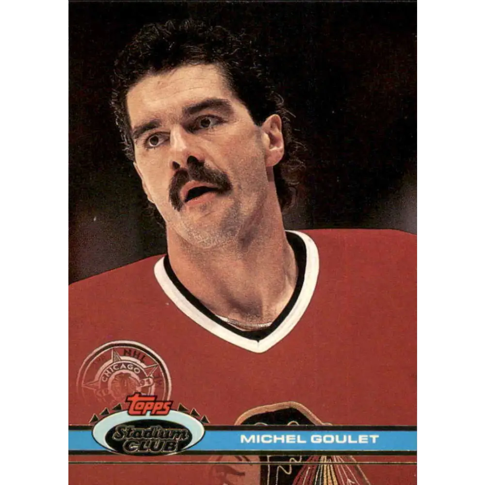 1991-92 Topps Stadium Club #66 Michel Goulet NM-MT Chicago Blackhawks Hockey Card Image 1
