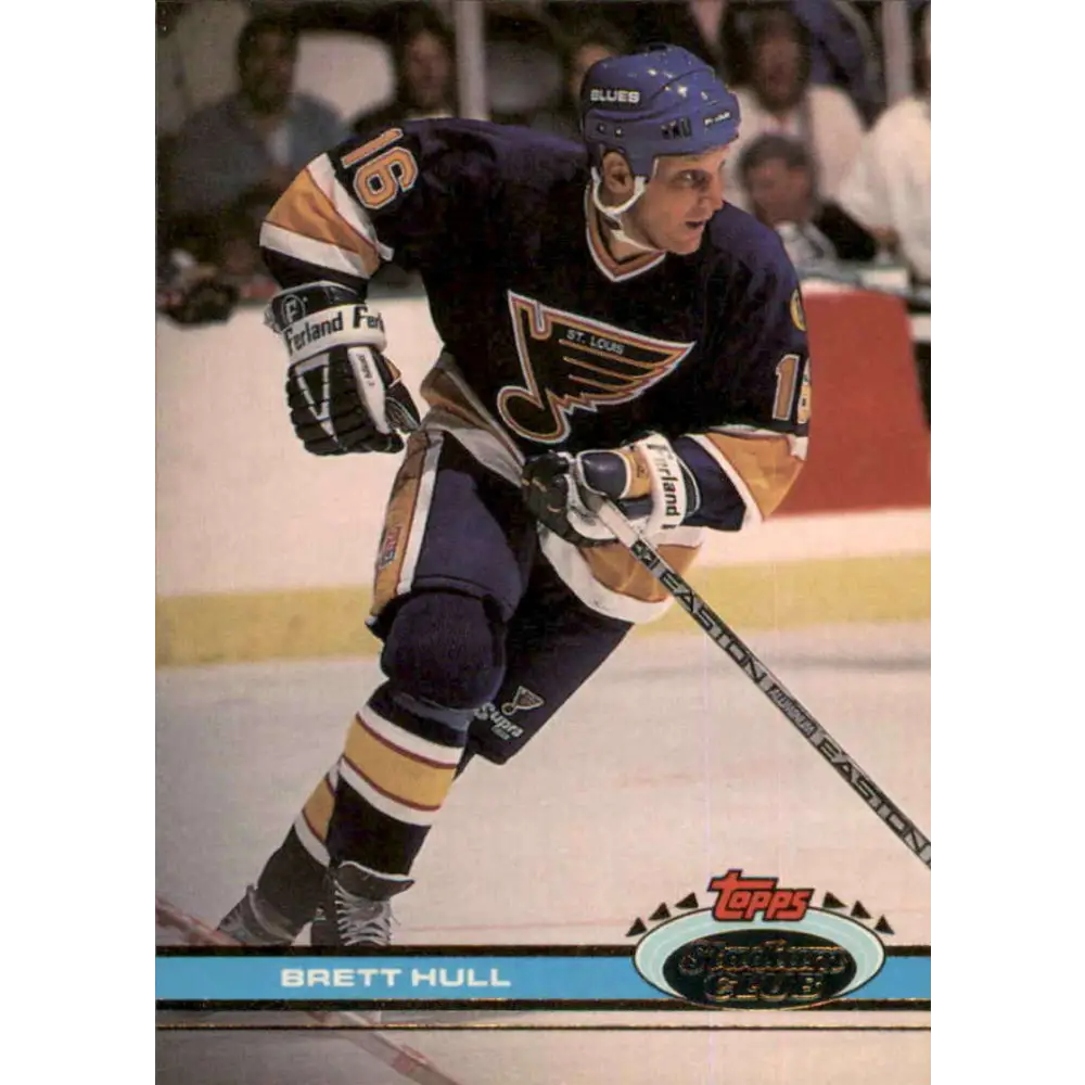 1991-92 Topps Stadium Club #67 Brett Hull NM-MT St. Louis Blues Hockey Card Image 1