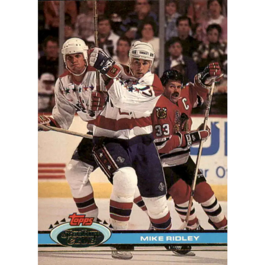 1991-92 Topps Stadium Club #68 Mike Ridley NM-MT Washington Capitals Hockey Card Image 1