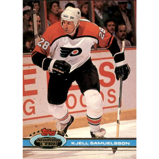 1991-92 Topps Stadium Club #70 Kjell Samuelsson NM-MT Philadelphia Flyers Hockey Card Image 1