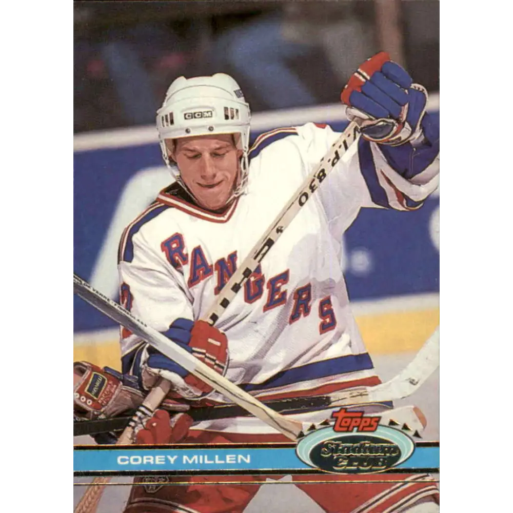 1991-92 Topps Stadium Club #71 Corey Millen NM-MT RC Rookie New York Rangers Hockey Card Image 1