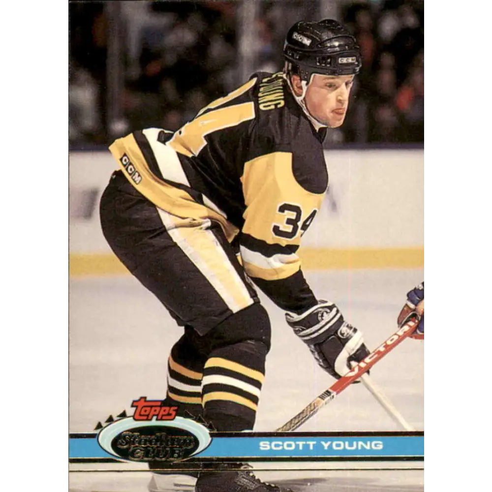 1991-92 Topps Stadium Club #74 Scott Young NM-MT Pittsburgh Penguins Hockey Card Image 1