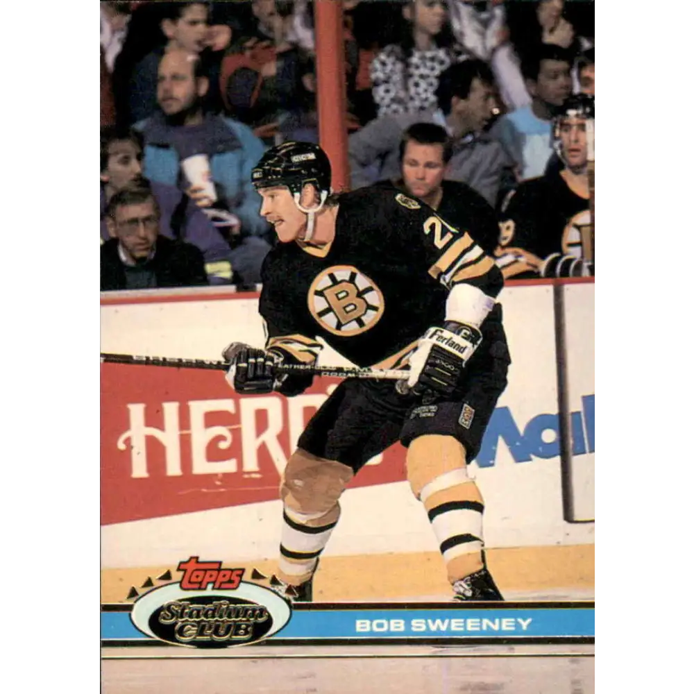 1991-92 Topps Stadium Club #75 Bob Sweeney NM-MT Boston Bruins Hockey Card Image 1