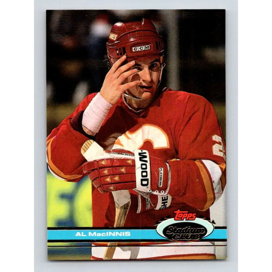 1991-92 Topps Stadium Club #79 Al MacInnis NM-MT Calgary Flames Hockey Card Image 1