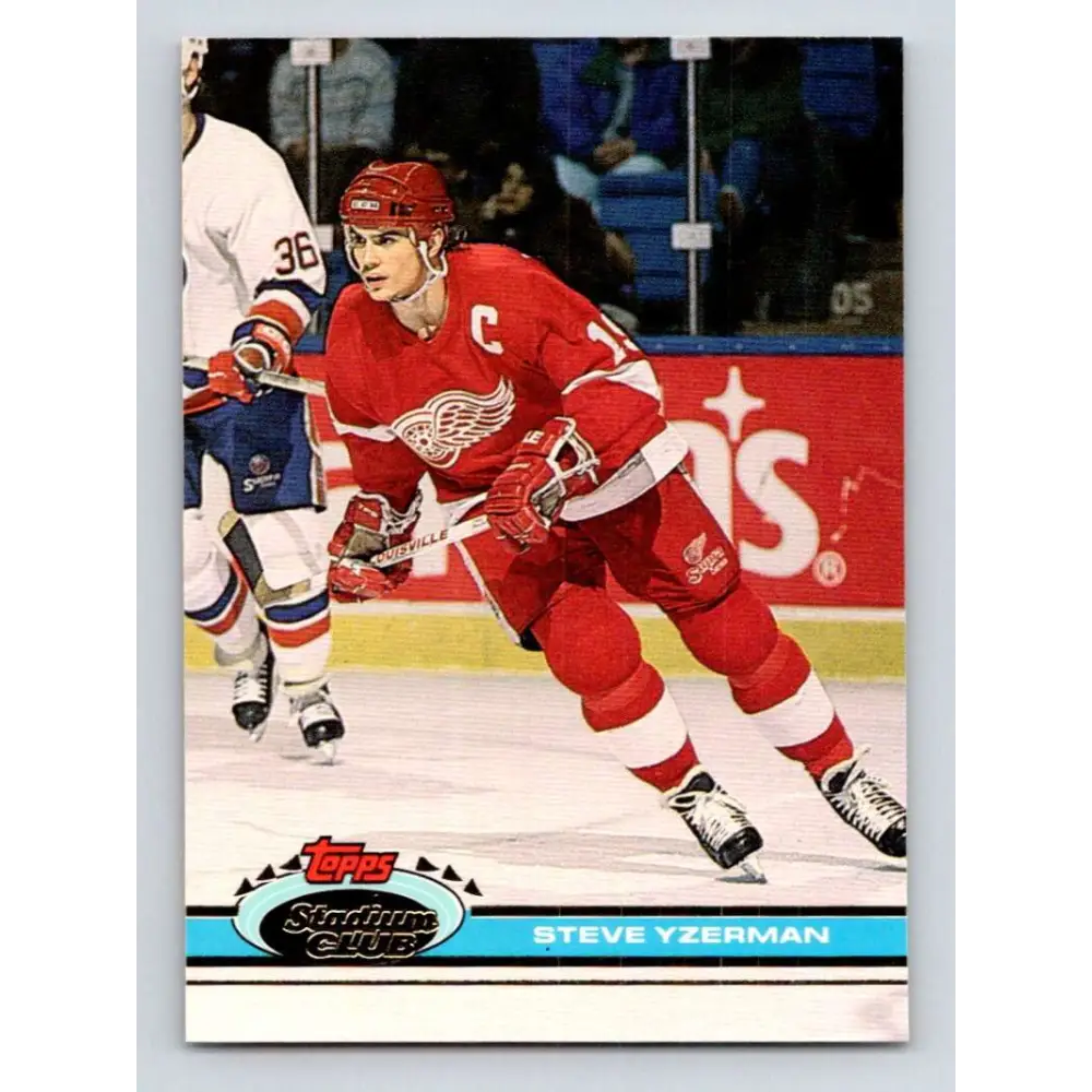 1991-92 Topps Stadium Club #81 Steve Yzerman NM-MT Detroit Red Wings Hockey Card Image 1