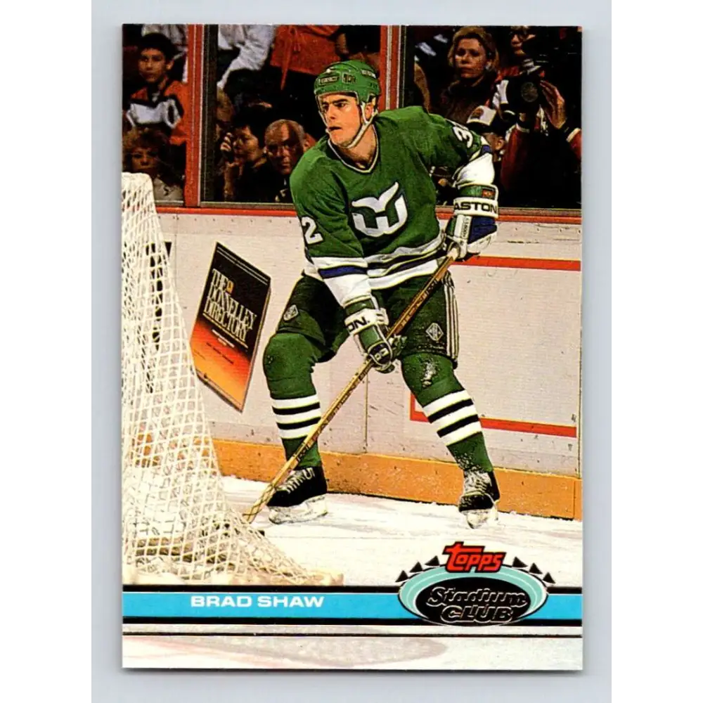 1991-92 Topps Stadium Club #83 Brad Shaw NM-MT Hartford Whalers Hockey Card Image 1