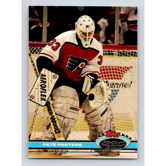 1991-92 Topps Stadium Club #88 Pete Peeters NM-MT Philadelphia Flyers Hockey Card Image 1