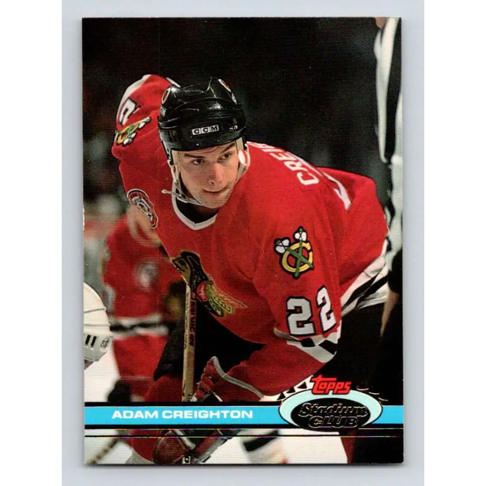 1991-92 Topps Stadium Club #89 Adam Creighton NM-MT Chicago Blackhawks Hockey Card Image 1