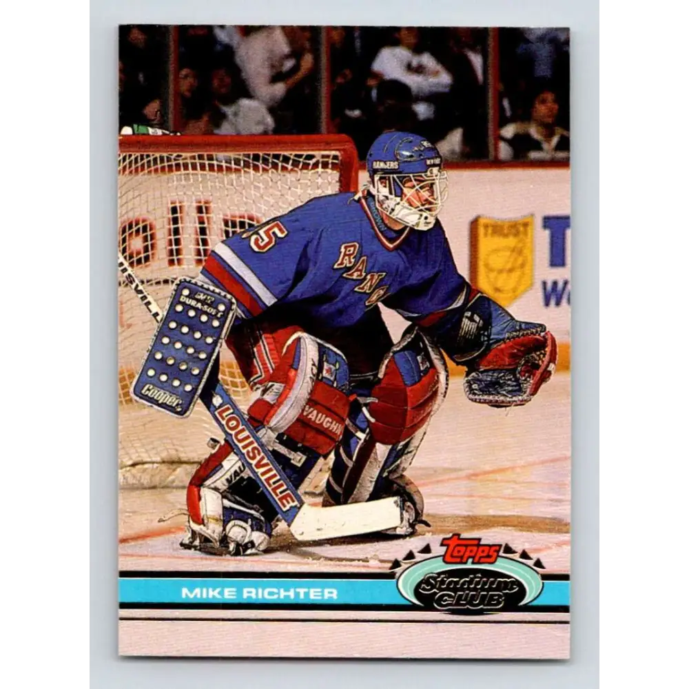 1991-92 Topps Stadium Club #92 Mike Richter NM-MT New York Rangers Hockey Card Image 1