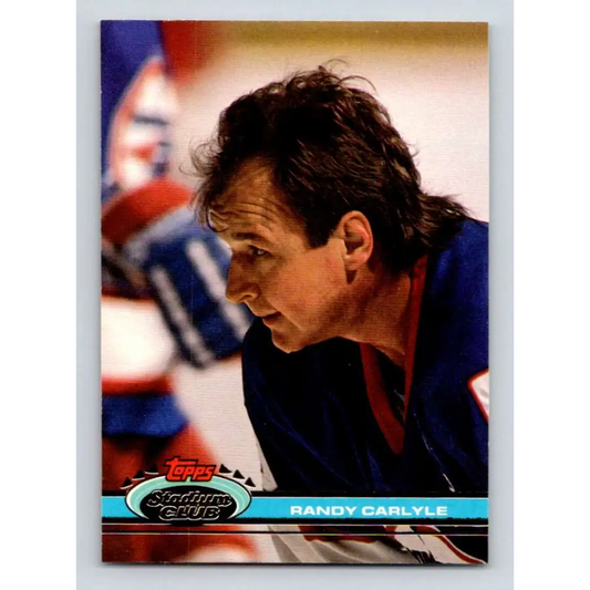 1991-92 Topps Stadium Club #94 Randy Carlyle NM-MT Winnipeg Jets Hockey Card Image 1