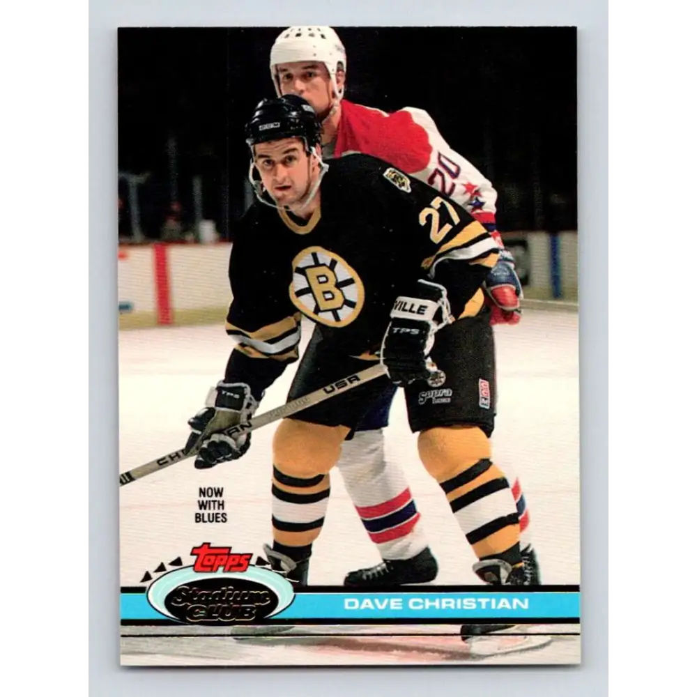 1991-92 Topps Stadium Club #95 Dave Christian NM-MT St. Louis Blues Hockey Card Image 1