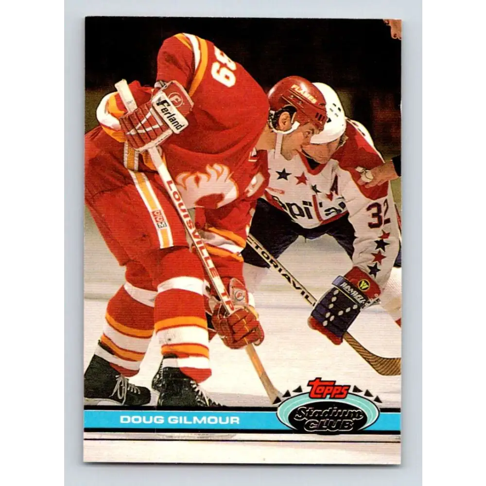 1991-92 Topps Stadium Club #96 Doug Gilmour NM-MT Calgary Flames Hockey Card Image 1