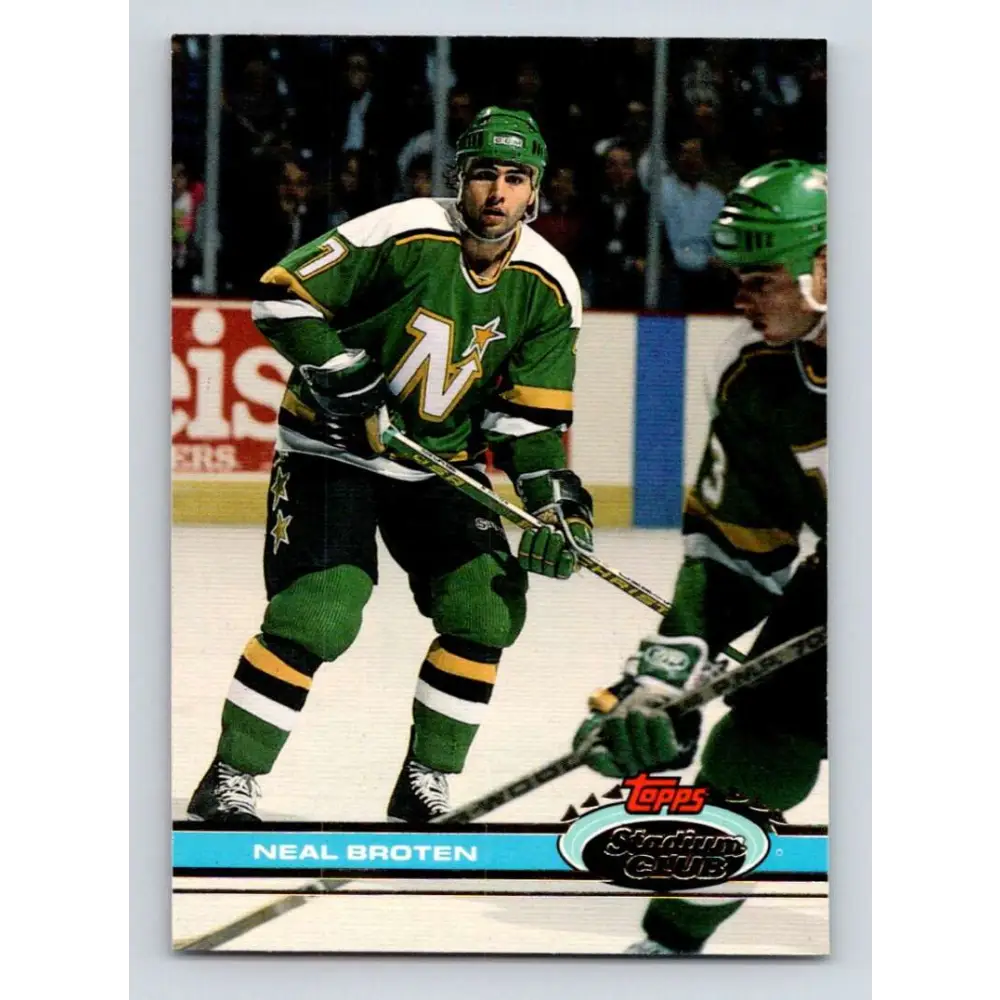 1991-92 Topps Stadium Club #99 Neal Broten NM-MT Minnesota North Stars Hockey Card Image 1
