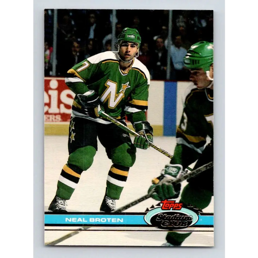 1991-92 Topps Stadium Club #99 Neal Broten NM-MT Minnesota North Stars Hockey Card Image 1