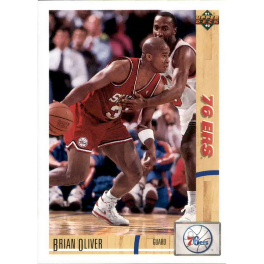 1991-92 Upper Deck #119 Brian Oliver NM-MT Philadelphia 76ers Basketball Card Image 1