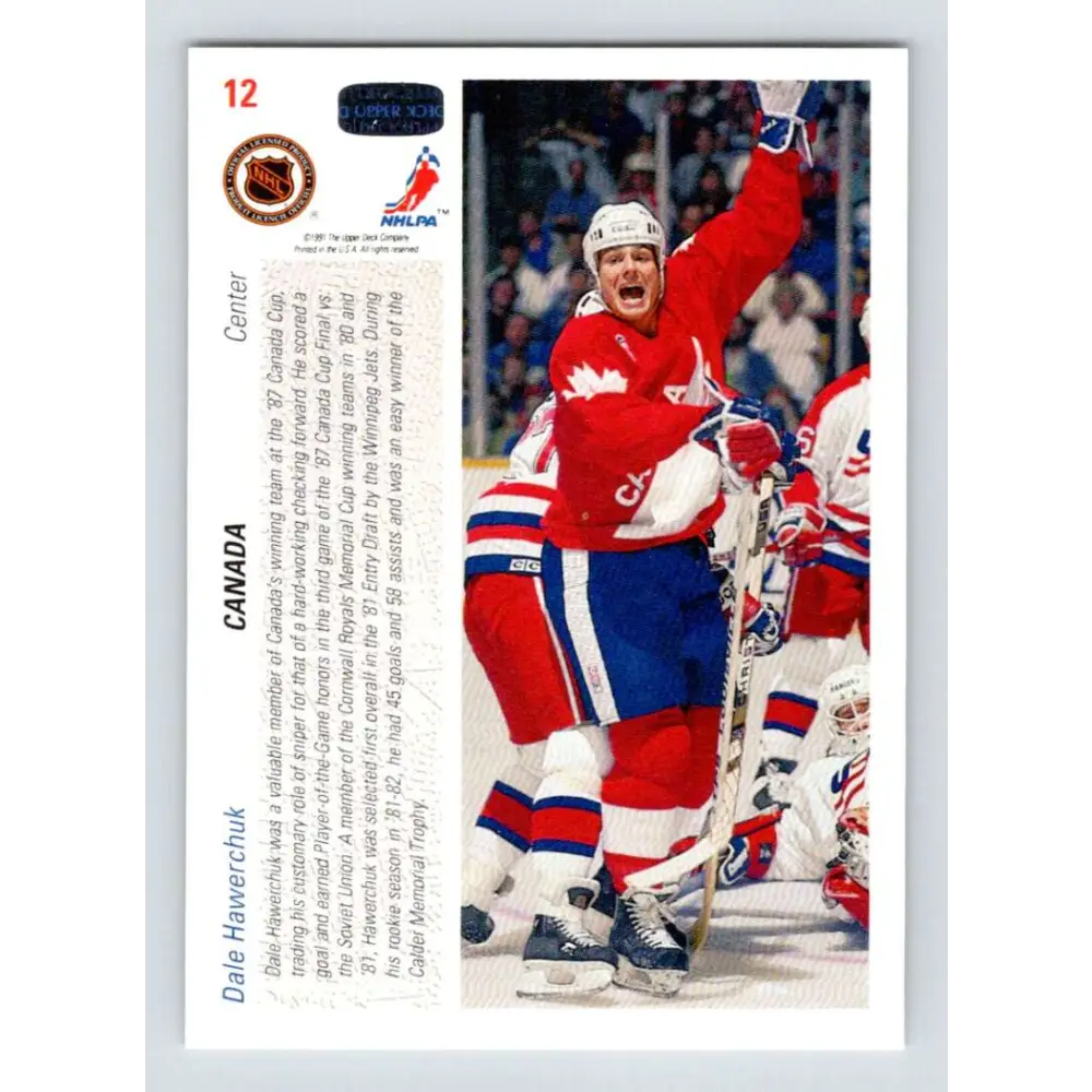 1991-92 Upper Deck #12 Dale Hawerchuk NM-MT Hockey Card Image 2