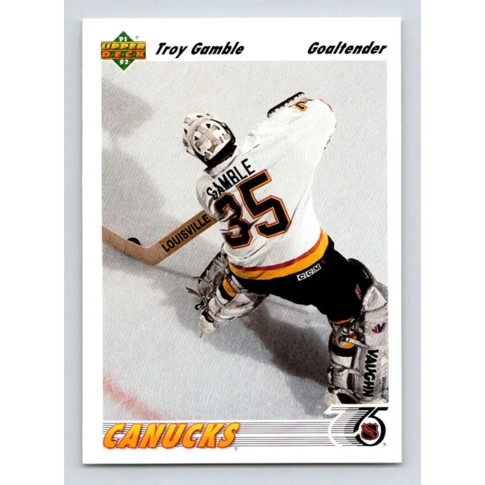 1991-92 Upper Deck #120 Troy Gamble NM-MT Vancouver Canucks Hockey Card Image 1