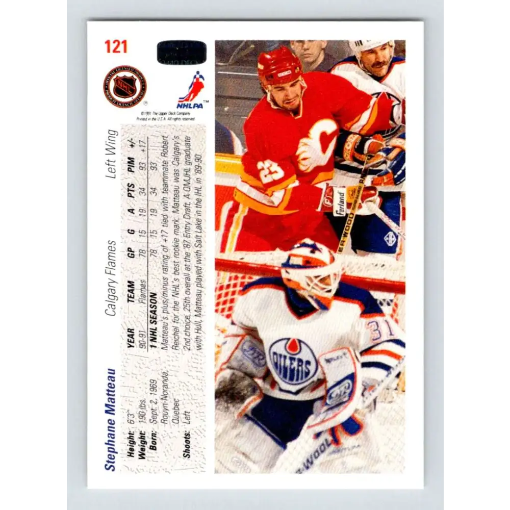 1991-92 Upper Deck #121 Stephane Matteau NM-MT Hockey Card Image 2