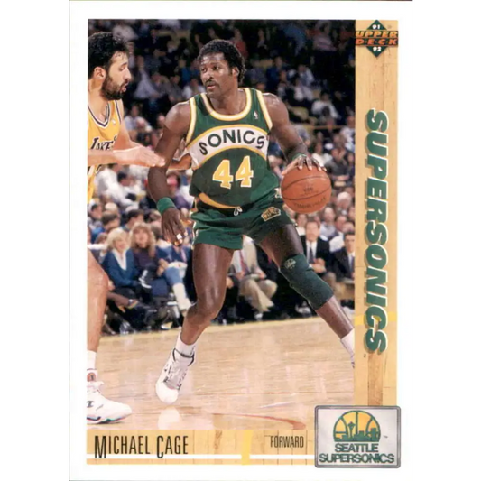 1991-92 Upper Deck #127 Michael Cage NM-MT Seattle SuperSonics Basketball Card Image 1