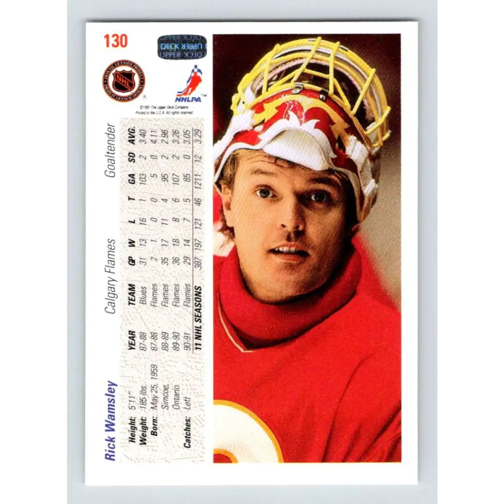 1991-92 Upper Deck #130 Rick Wamsley NM-MT Hockey Card Image 2