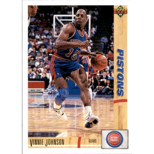 1991-92 Upper Deck #132 Vinnie Johnson NM-MT Detroit Pistons Basketball Card Image 1