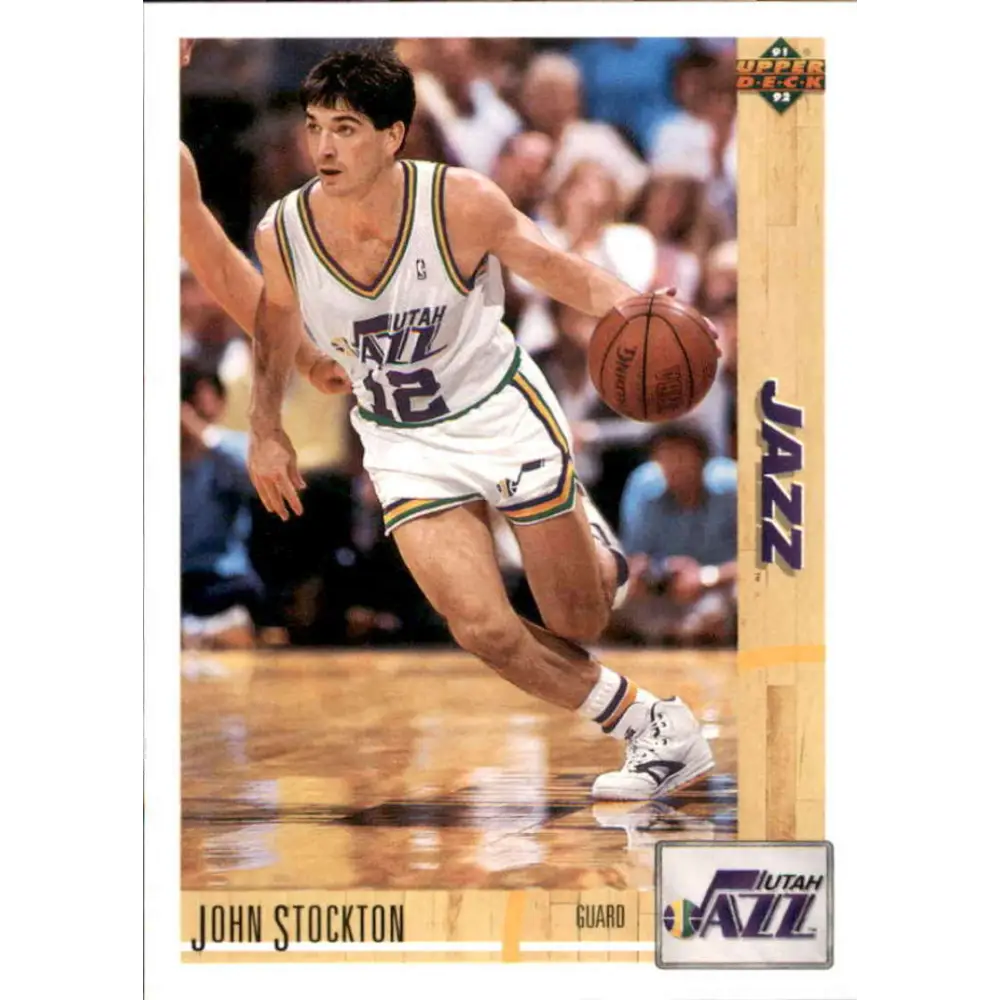 1991-92 Upper Deck #136 John Stockton NM-MT Utah Jazz Basketball Card Image 1