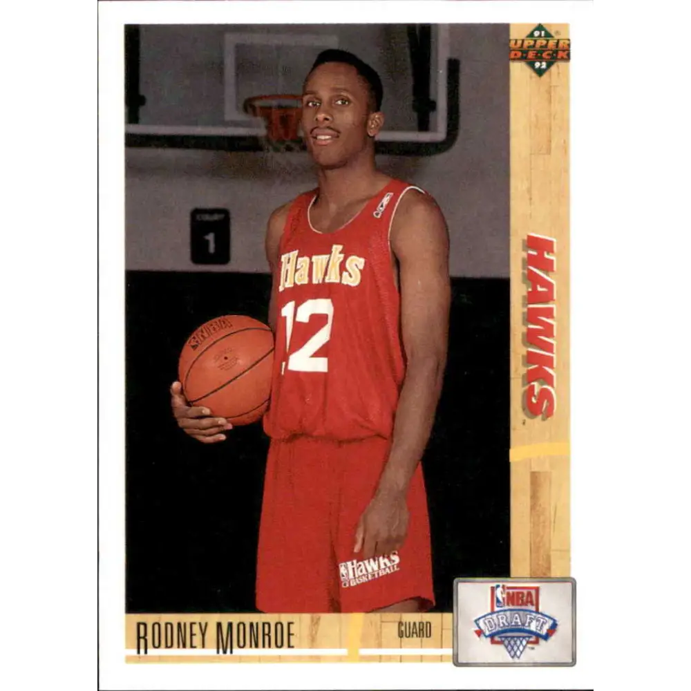 1991-92 Upper Deck #14 Rodney Monroe NM-MT RC Rookie Atlanta Hawks Basketball Card Image 1