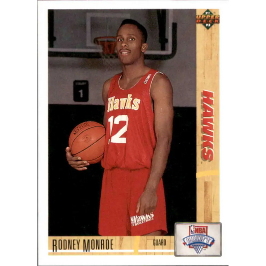 1991-92 Upper Deck #14 Rodney Monroe NM-MT RC Rookie Atlanta Hawks Basketball Card Image 1