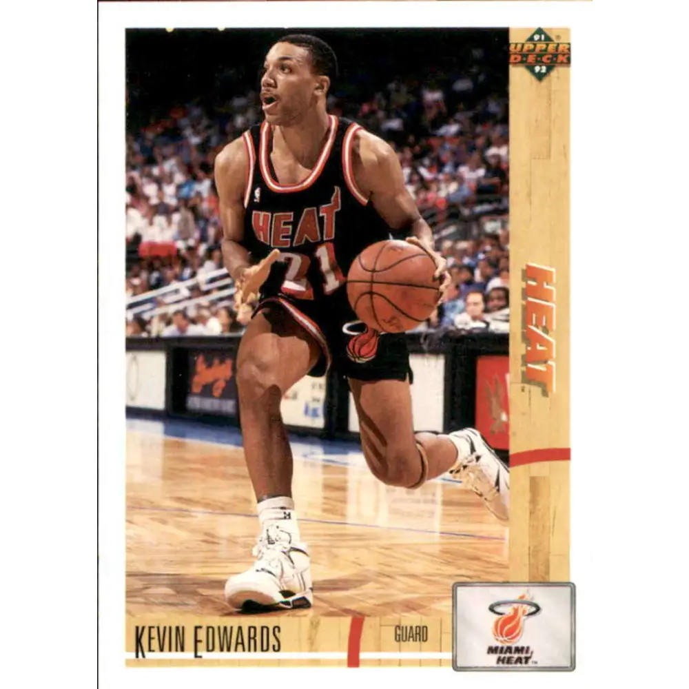 1991-92 Upper Deck #141 Kevin Edwards NM-MT Miami Heat Basketball Card Image 1