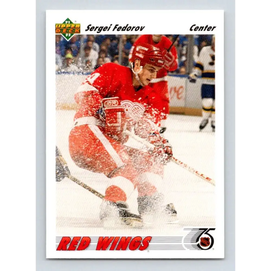 1991-92 Upper Deck #144 Sergei Fedorov NM-MT Detroit Red Wings Hockey Card Image 1