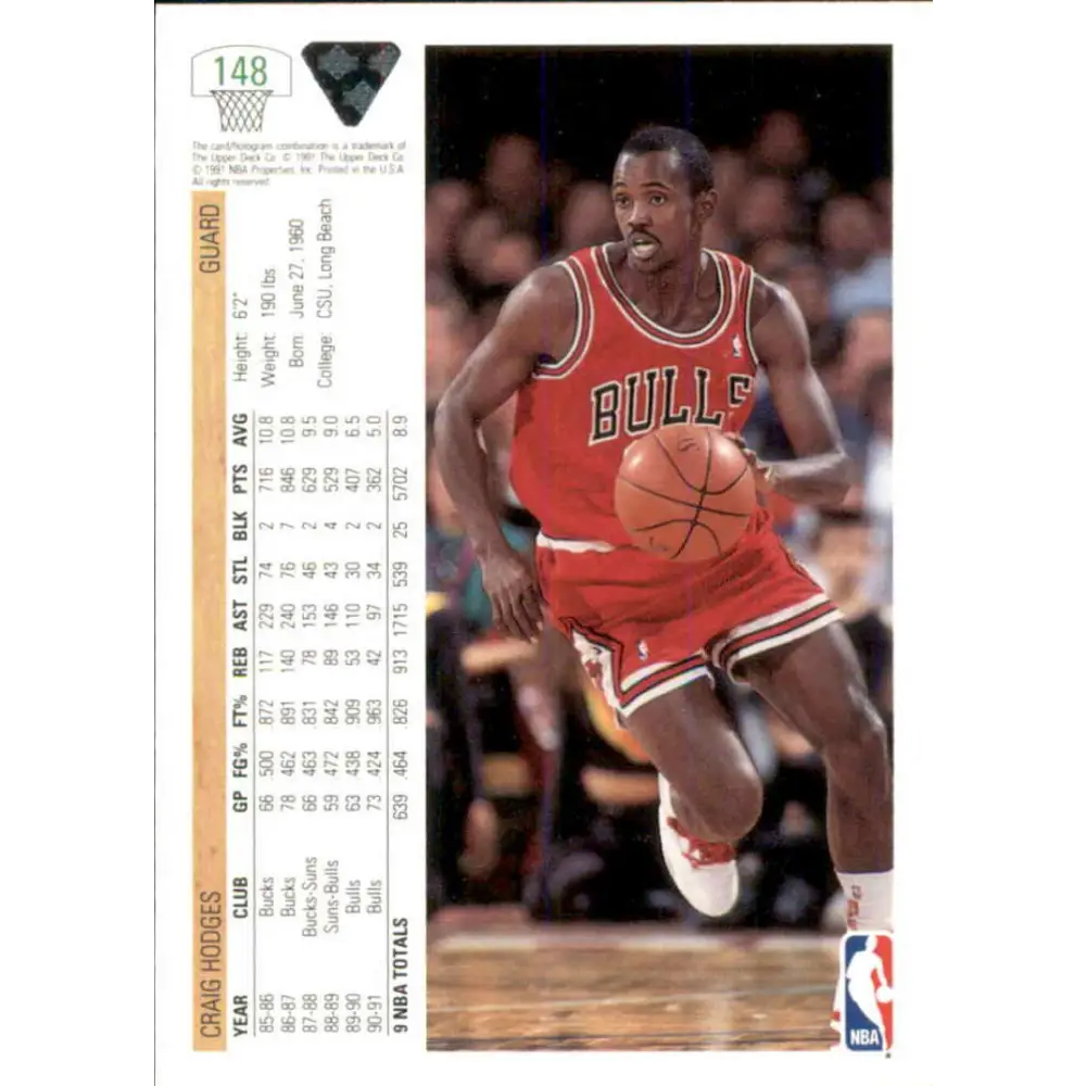 1991-92 Upper Deck #148 Craig Hodges NM-MT Chicago Bulls Basketball Card Image 2