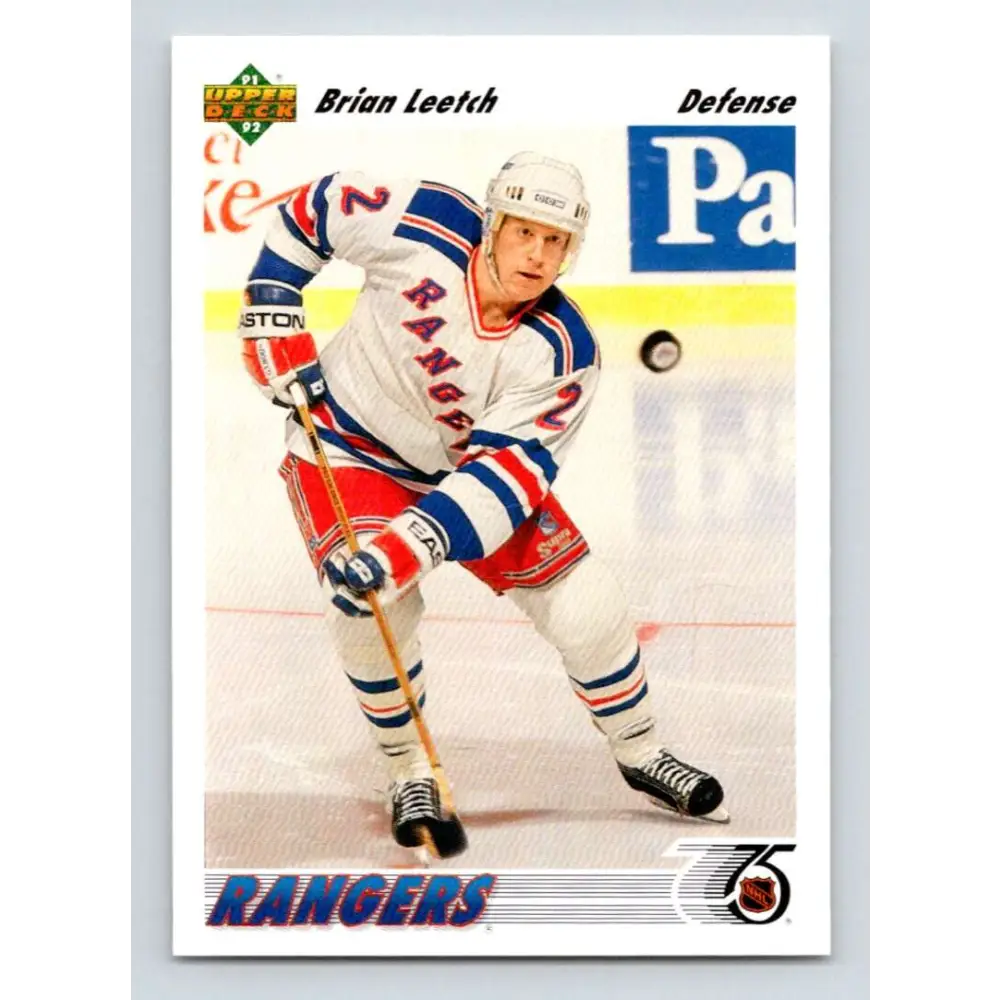 1991-92 Upper Deck #153 Brian Leetch NM-MT New York Rangers Hockey Card Image 1