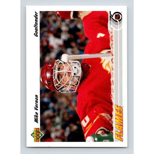 1991-92 Upper Deck #163 Mike Vernon NM-MT Calgary Flames Hockey Card Image 1