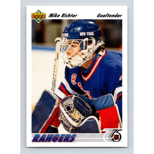 1991-92 Upper Deck #175 Mike Richter NM-MT New York Rangers Hockey Card Image 1